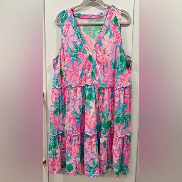 Lilly Pulitzer Lorina V-Neck Dress “Multi Lions Lair” Sz. XXL - Picture 10 of 16